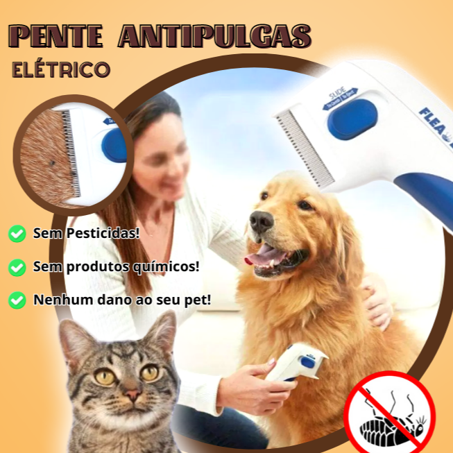 Pente Antipulgas Elétrico | Para Cachorro e Gato
